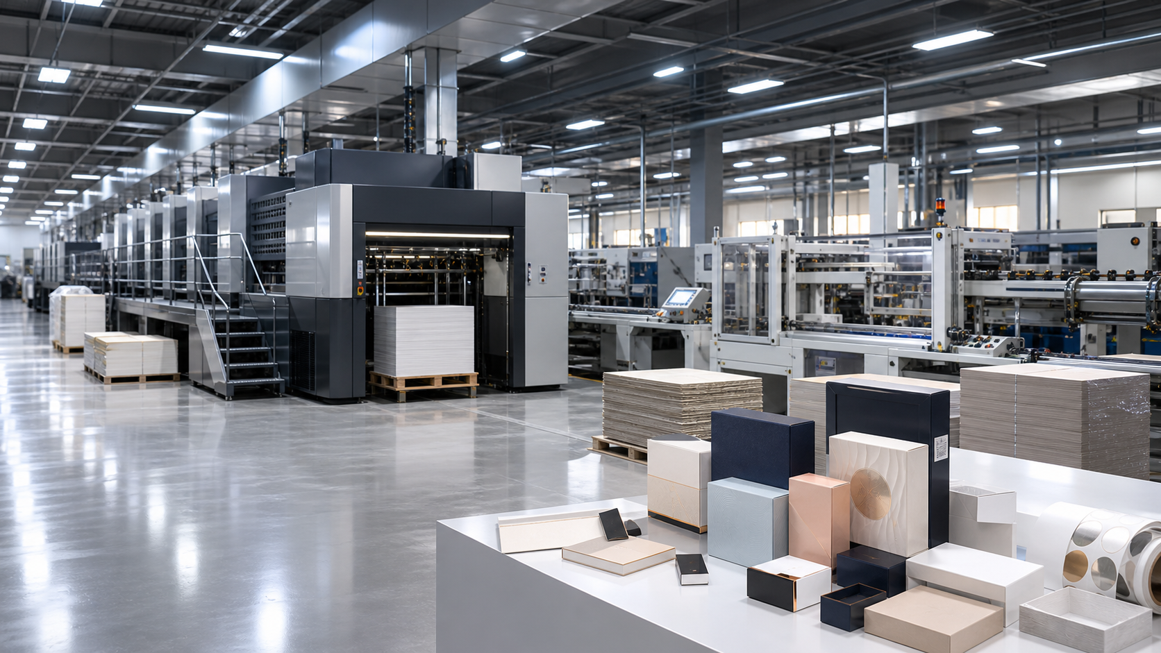 Modern paper packaging production line