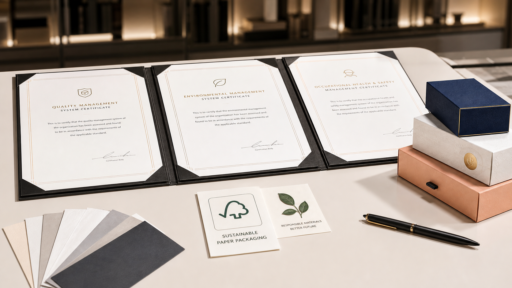 Supplier audit documents and paper packaging samples